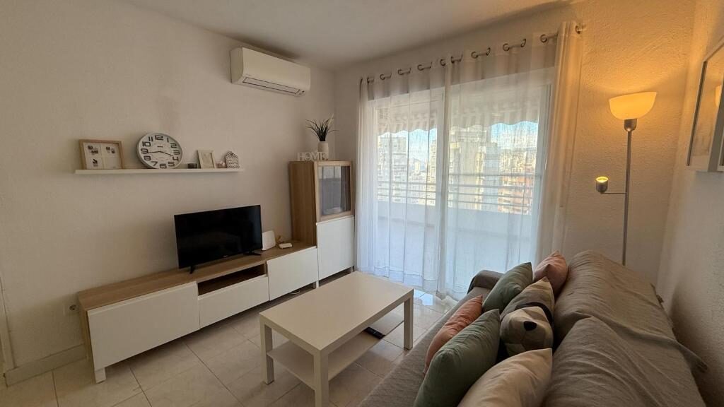 Apartment living area with flat-screen TV and dining space